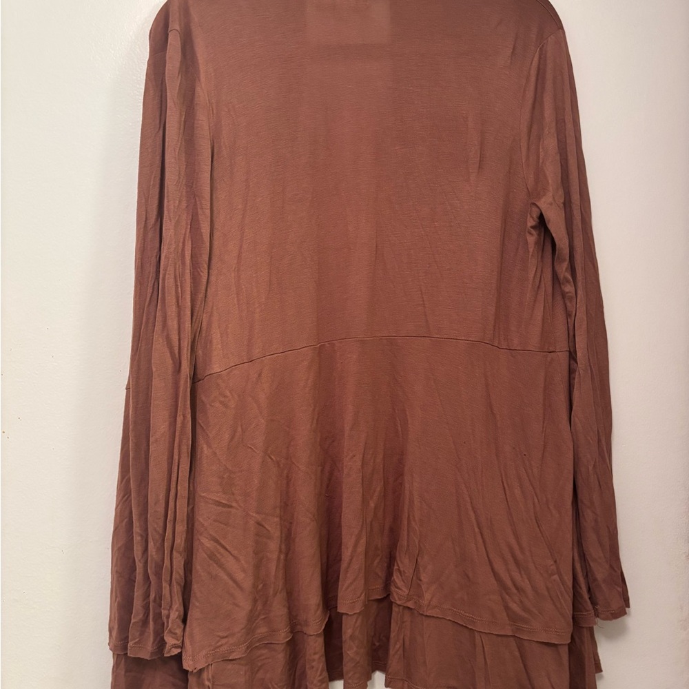 Ya Los Angeles boho Flowy Brown / mauve Cardigan L - Picture 2 of 4
